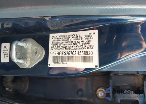 2003 Honda Civic Ex из США, поврежденный, VIN 2HGES26703H558920